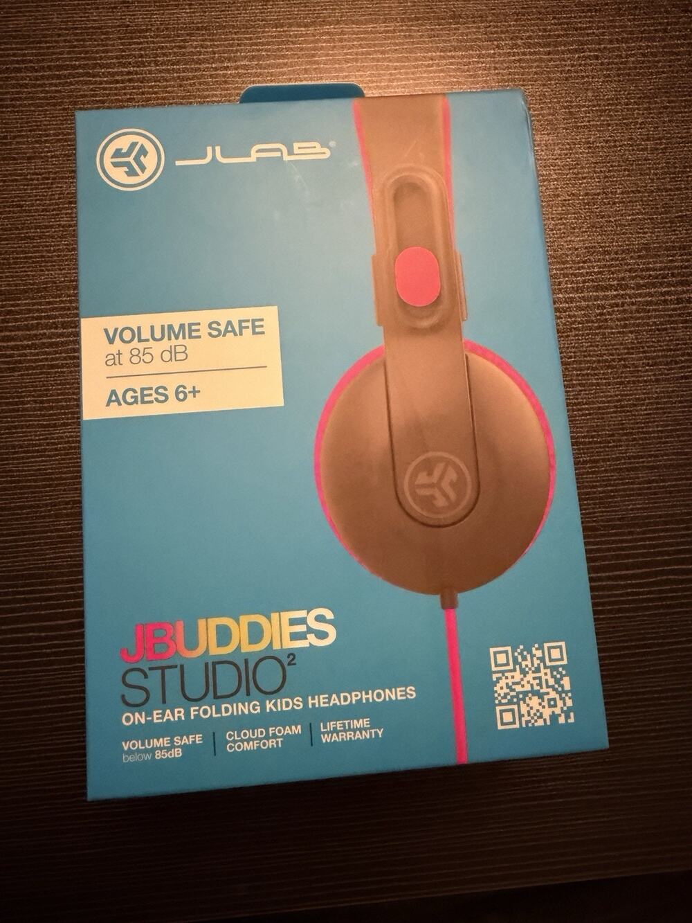 JLab JBuddies Studio Kids Wired On-Ear Headphones Pink/Gray NIB